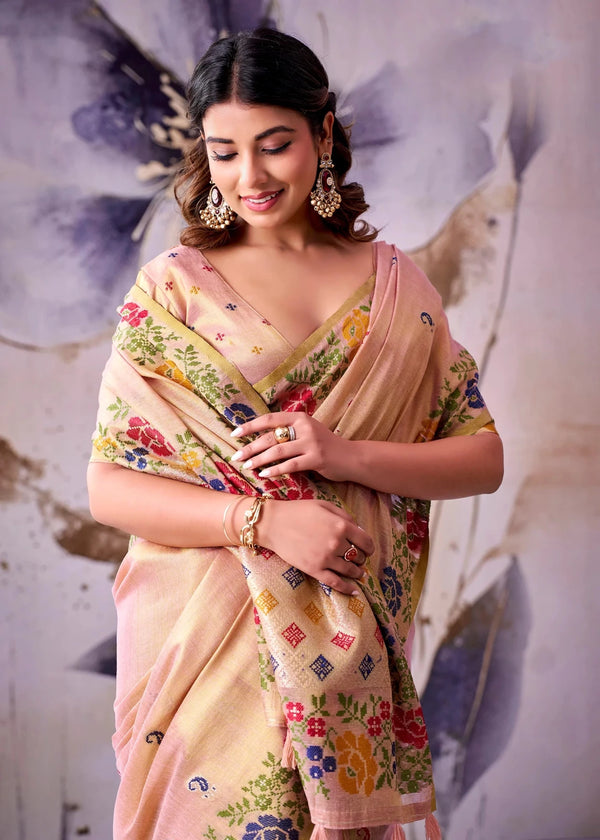 Blush Pink Banarasi Tissue Silk Saree