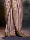 Blush Pink Banarasi Tissue Silk Saree With Contrast Blouse