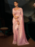 Blush Pink Embroidered Designer Tissue Silk Saree