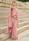 Blush Pink Embroidery Designer Silk Saree