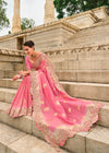 Blush Pink Embroidery Designer Silk Saree