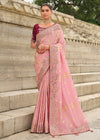 Blush Pink Embroidery Designer Silk Saree