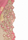 Blush Pink Embroidery Designer Silk Saree