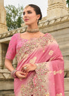 Blush Pink Embroidery Designer Silk Saree