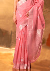 Blush Pink Linen Cotton Saree