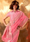 Blush Pink Linen Cotton Saree