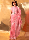 Blush Pink Linen Cotton Saree