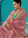 Blush Pink Tissue Saree with Embroidered Border