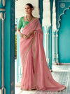 Blush Pink Tissue Saree with Embroidered Border