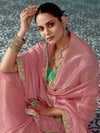 Blush Pink Tissue Saree with Embroidered Border