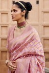 Blush Pink Woven Banarasi Saree