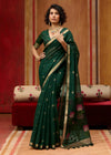 Bottle Green Cotton Silk Saree