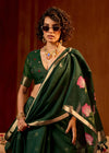 Bottle Green Cotton Silk Saree