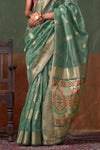 Bottle Green Paithani Tissue Silk Saree