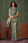 Bottle Green Paithani Tissue Silk Saree