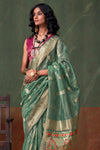 Bottle Green Paithani Tissue Silk Saree