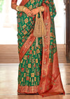 Bottle Green Woven Banarasi Saree