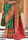 Bottle Green Woven Banarasi Saree