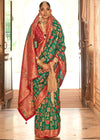 Bottle Green Woven Banarasi Saree