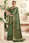 Bottle Green Zari Woven Kanjivaram Saree