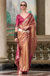 Brass Brown Tissue Silk Saree