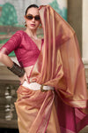 Brass Brown Tissue Silk Saree