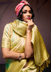 Brass Green Digital Printed Soft Silk Saree