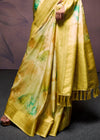 Brass Green Digital Printed Soft Silk Saree