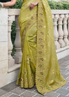 Brass Green Embroidered Designer Tissue Silk Saree