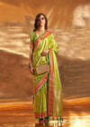 Brass Green Handloom Woven Satin Silk Saree