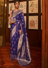 Bridal Blue Woven Banarasi Soft Silk Saree