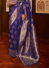 Bridal Blue Woven Banarasi Soft Silk Saree