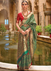 Bridal Green Banarasi Silk Saree With Contrast Blouse