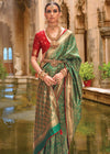 Bridal Green Banarasi Silk Saree With Contrast Blouse