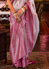 Bridal Grey and Pink Woven Kanjivaram Saree