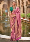 Bridal Pink Banarasi Silk Saree With Contrast Blouse