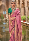 Bridal Pink Banarasi Silk Saree With Contrast Blouse