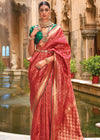 Bridal Red Banarasi Silk Saree With Contrast Blouse