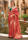 Bridal Red Banarasi Silk Saree With Contrast Blouse