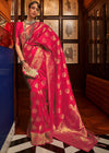 Bridal Red Woven Banarasi Soft Silk Saree