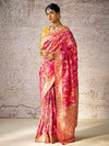 Bridal Red Zari Woven Banarasi Silk Saree With Contrast Blouse