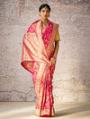 Bridal Red Zari Woven Banarasi Silk Saree With Contrast Blouse