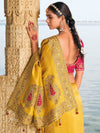 Bridal Yellow Designer Silk Saree with Zari Embroidery