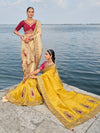 Bridal Yellow Designer Silk Saree with Zari Embroidery