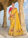 Bridal Yellow Designer Silk Saree with Zari Embroidery