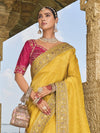 Bridal Yellow Designer Silk Saree with Zari Embroidery