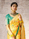 Bridal Yellow Zari Woven Banarasi Silk Saree With Contrast Blouse