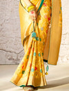 Bridal Yellow Zari Woven Banarasi Silk Saree With Contrast Blouse