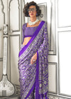 Bright Purple Ajrakh Satin Crepe Saree