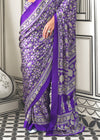 Bright Purple Ajrakh Satin Crepe Saree